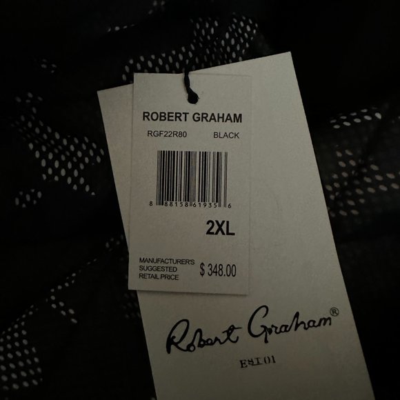 Robert Graham Full Zip Field Jacket Mens Stone $348 Black Logo RGF22R80 NEW - Picture 16 of 16